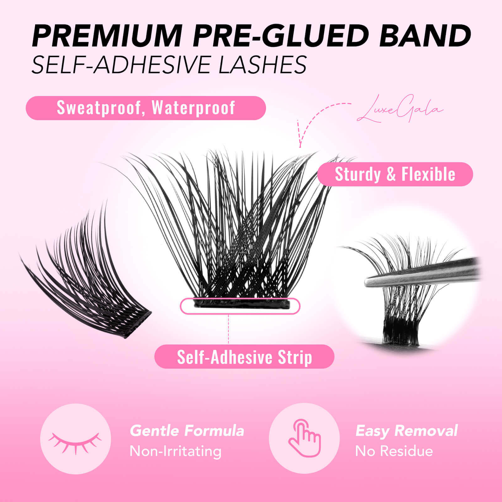 LuxeGala Self-adhesive Cluster Lashes